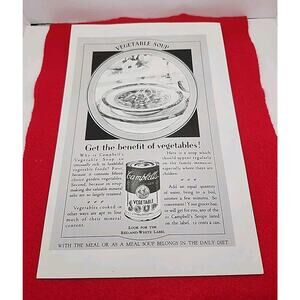 1928 Campbell's "Vegetable Soup Get the Benefit of Vegetables" Ephemera Print Ad